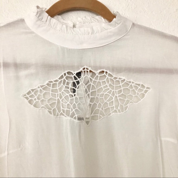 Victorian White Ruffle Neck Top - Picture 2 of 5